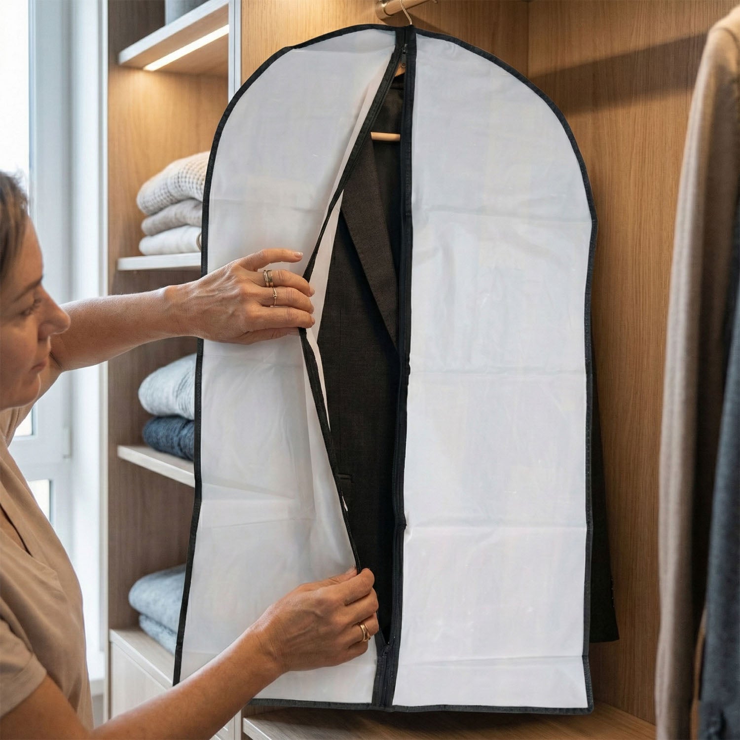 Transparent Garment Cover With Front Zipper (100  60 Cm 1 Pc)