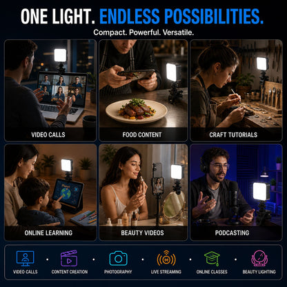 Portable Rechargeable Rgb Camera Led Light With Clip Mount For Content Creation