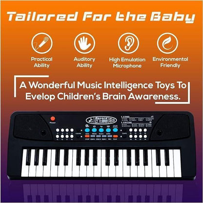 Drpshippr 37-key piano keyboard toy with microphone, USB power, sound recording, and portable design for kids.