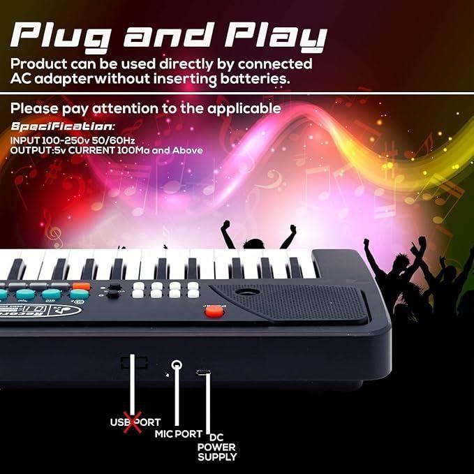 Drpshippr 37-key piano keyboard toy with microphone, USB power, and sound recording function, designed for kids and children.