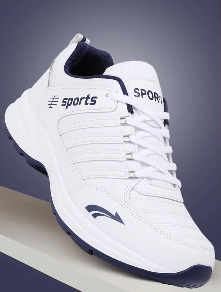White men's sports shoes by Drpshippr with breathable mesh and cushioned soles, ideal for running and outdoor activities.