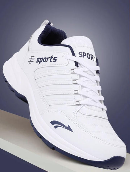 White men's sports shoes by Drpshippr with breathable mesh and cushioned soles, ideal for running and outdoor activities.