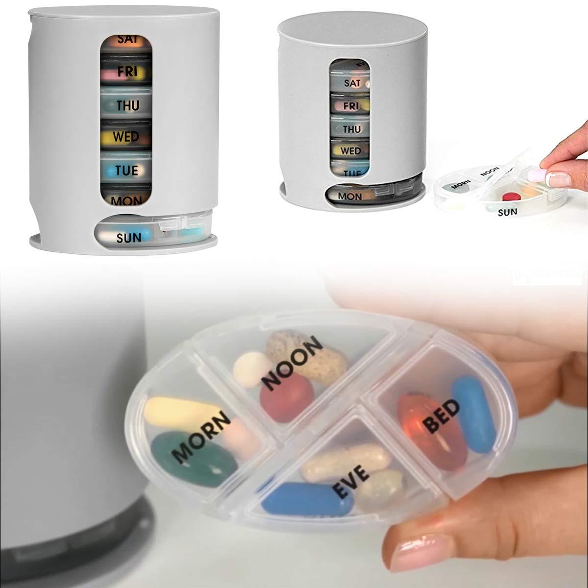 Wukusy 374 Pill Pro 7-day weekly tablet organizer box with seven compartments for daily medication storage.