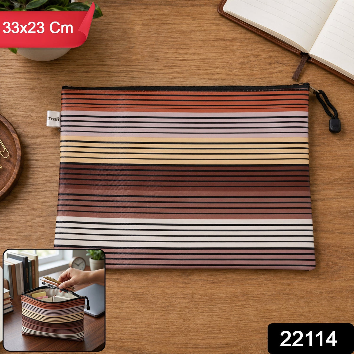 Zipper Document Pouch  Waterproof A4 File Organizer For Office  School
