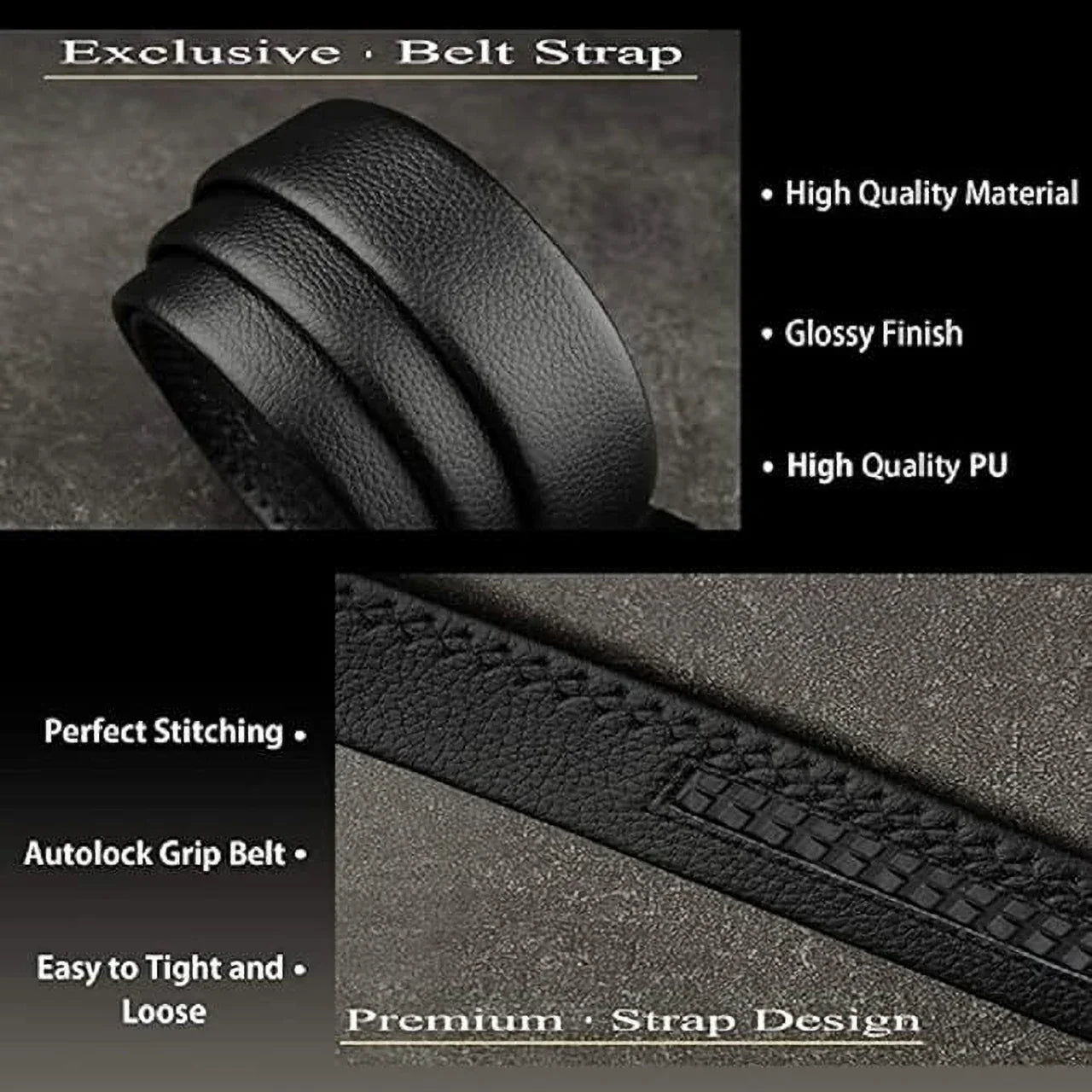 Men's black artificial leather belt from Drpshippr's casual men's collection, featuring a sleek design and adjustable buckle.