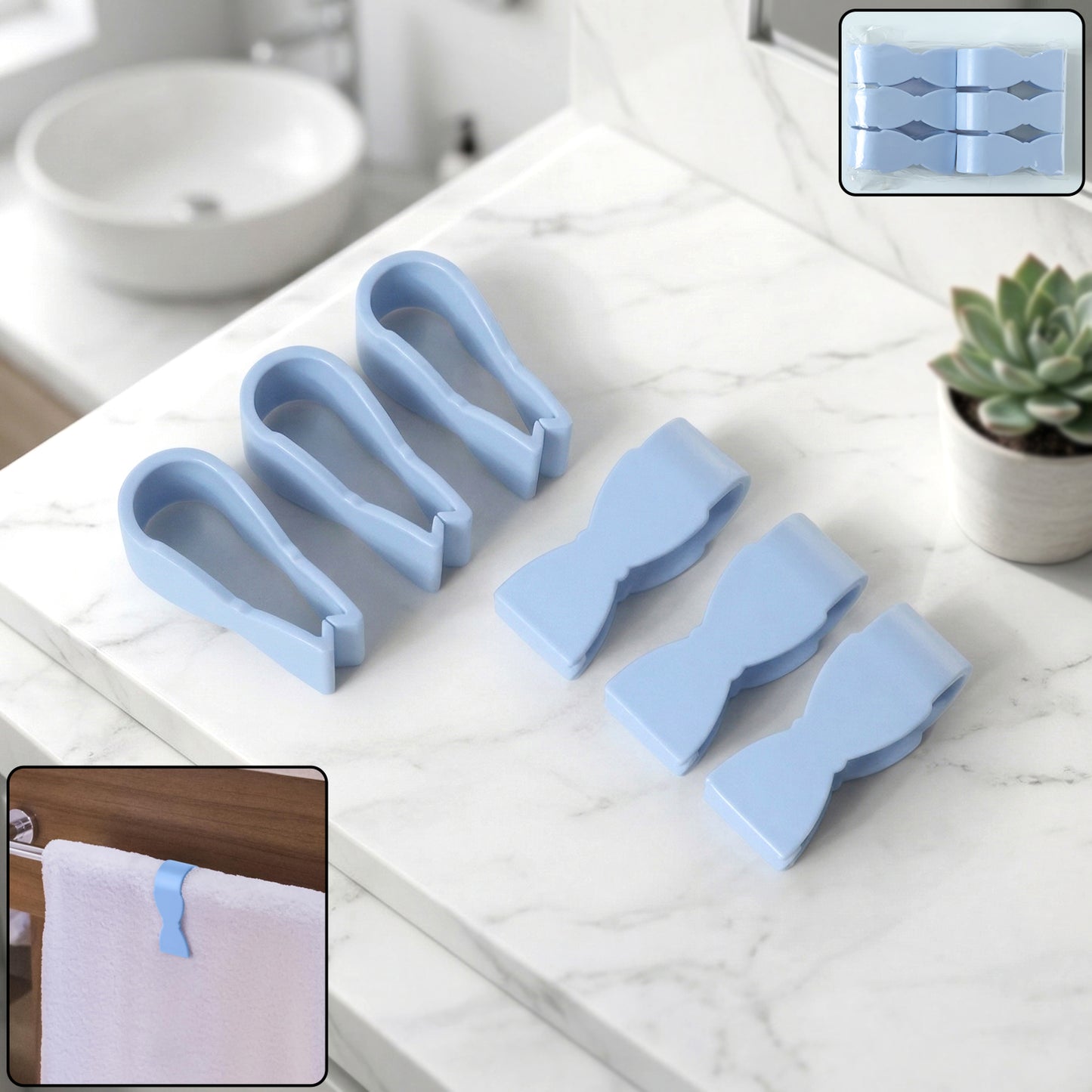 Multipurpose Towel Holder Clips Set (6 Pc Set)
