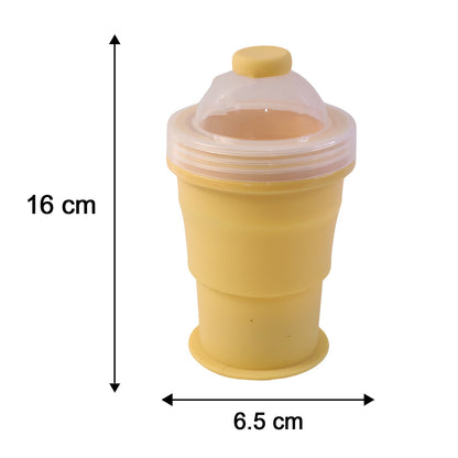 Wukusy silicone foldable travel cup with straw and dome lid, collapsible for easy storage and portable drinking on the go