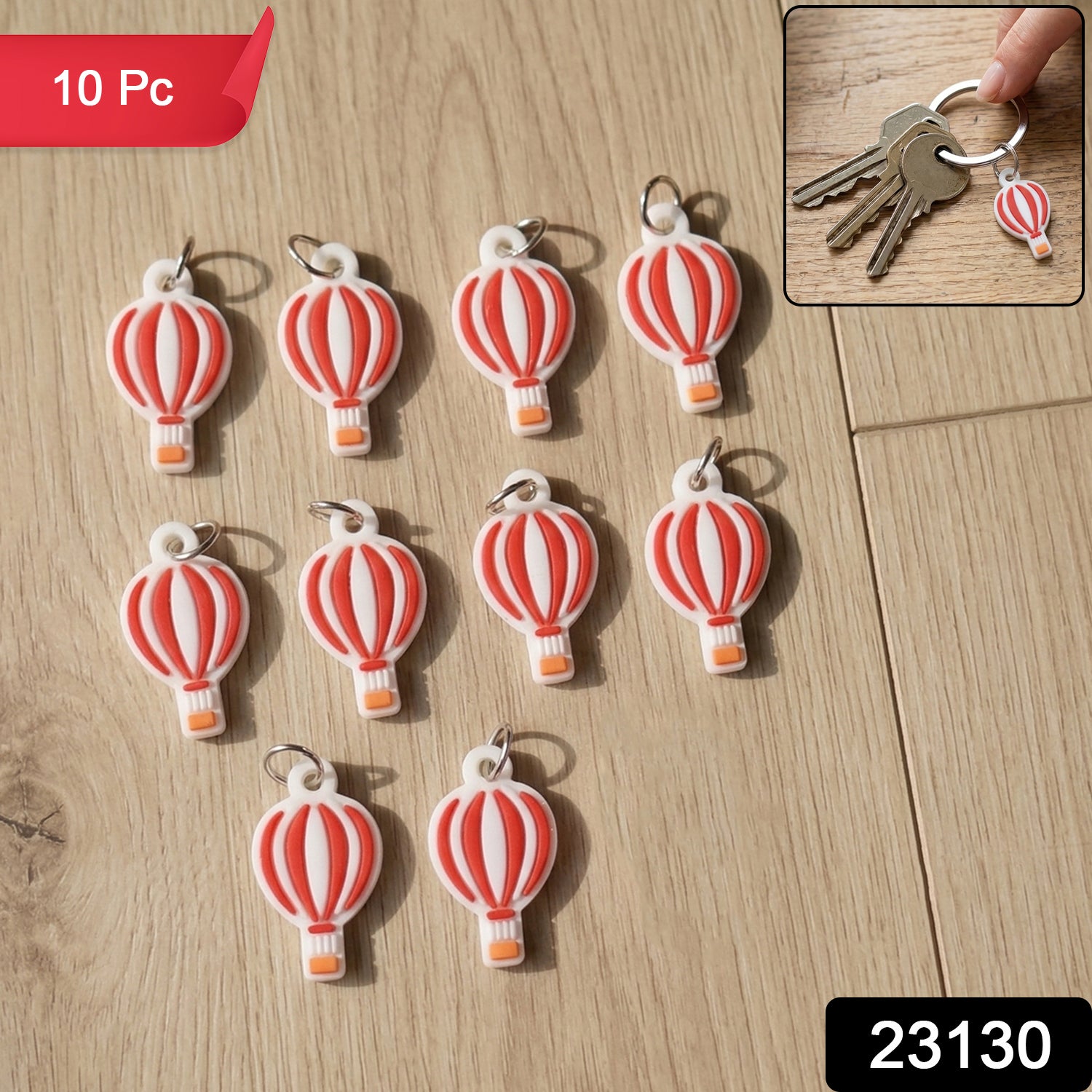 Hot Air Balloon Bag Charm Keychain Set (10 Pc)