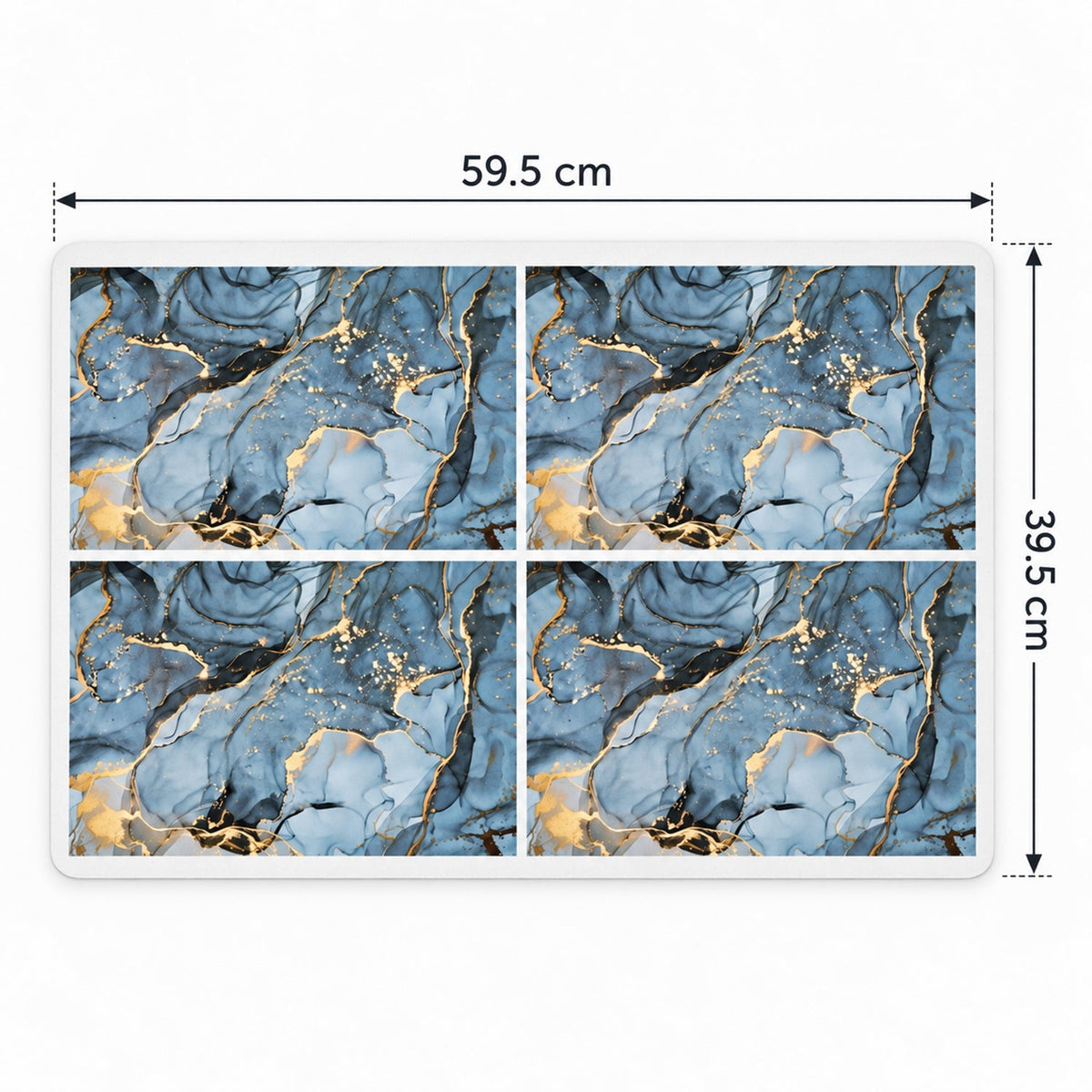 Blue marble print bathroom mat by Wukusy, quick-dry absorbent cotton, rectangular 59.5x39.5 cm for bathroom use