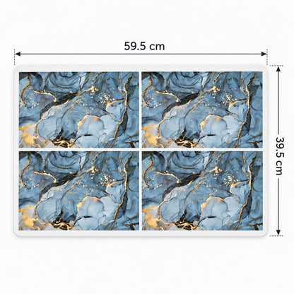 Blue marble print bathroom mat by Wukusy, quick-dry absorbent cotton, rectangular 59.5x39.5 cm for bathroom use