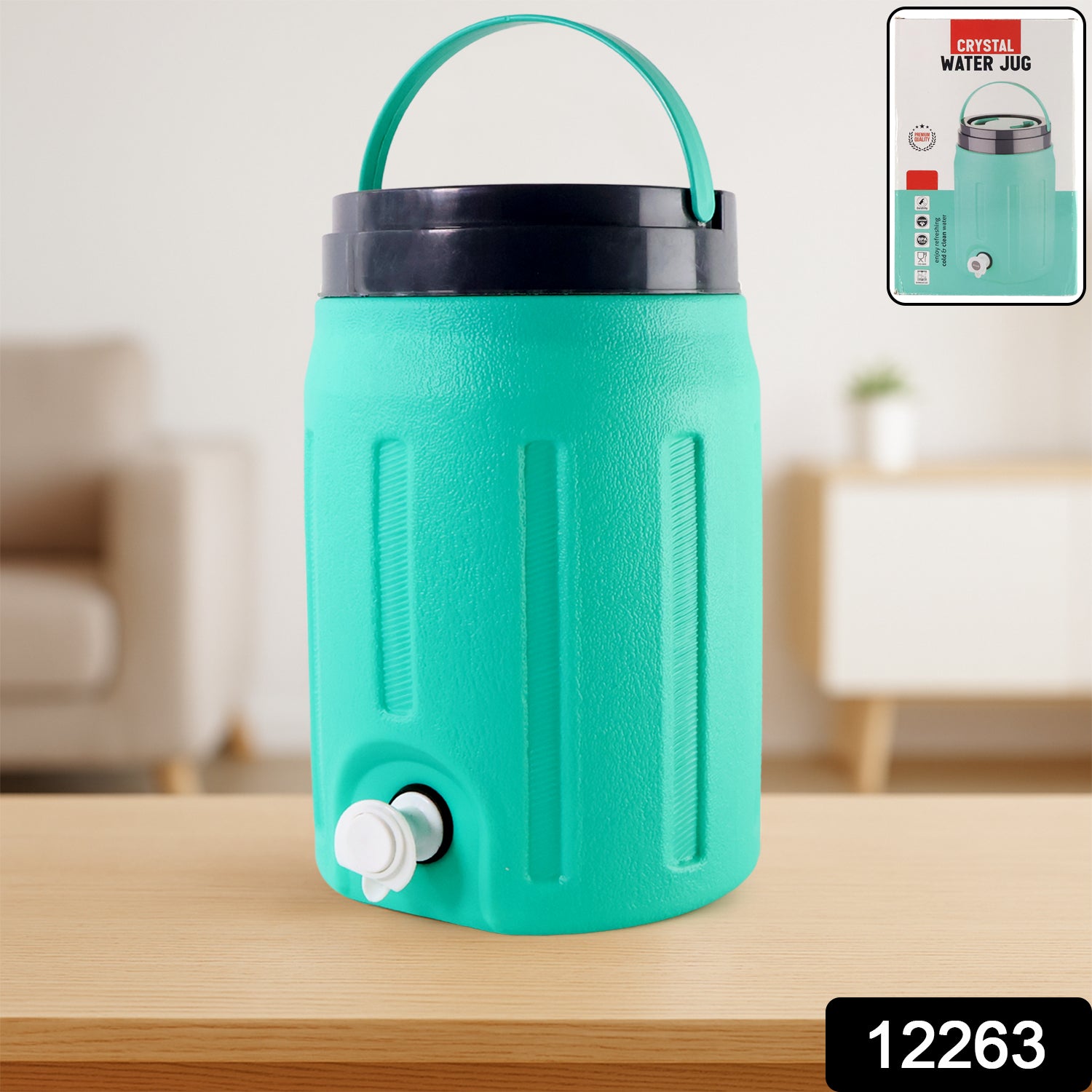 Wukusy 5.5 L insulated water jug for home improvement, large capacity water storage with secure lid and durable design.