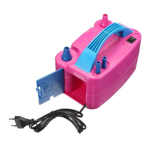 Wukusy 1599 portable dual nozzle electric balloon blower pump for inflating balloons and lightweight inflatables.