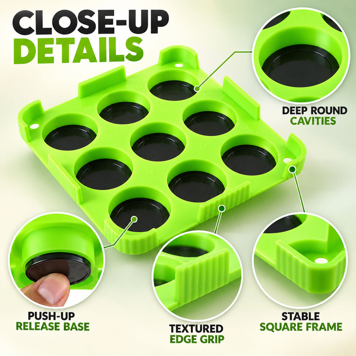 Wukusy 9-cavity cutlet and aloo tikki maker mould with removable base inserts
