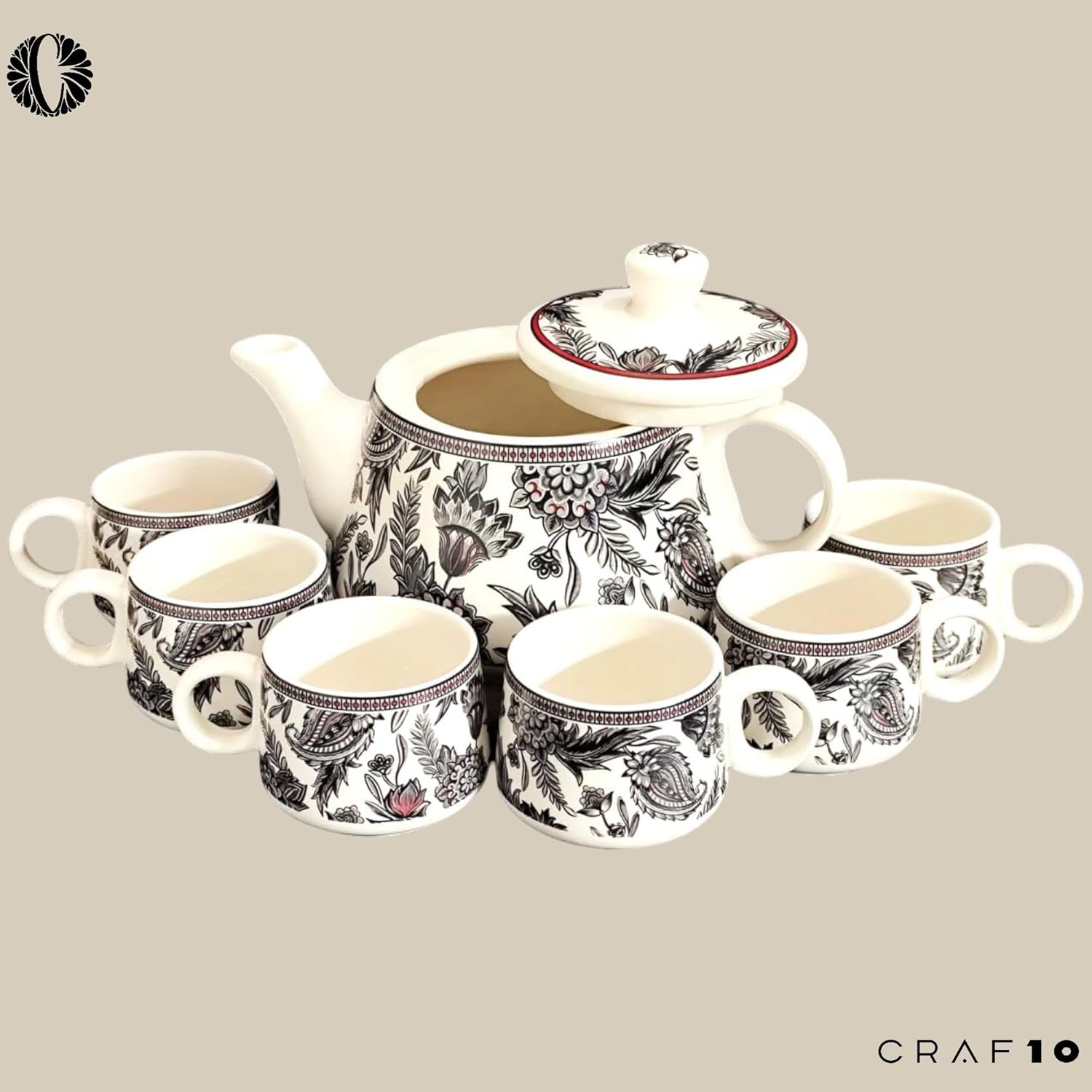 Handcrafted black ceramic teapot and cup set from Drpshippr, perfect for home and kitchen use, with elegant design and smooth finish.