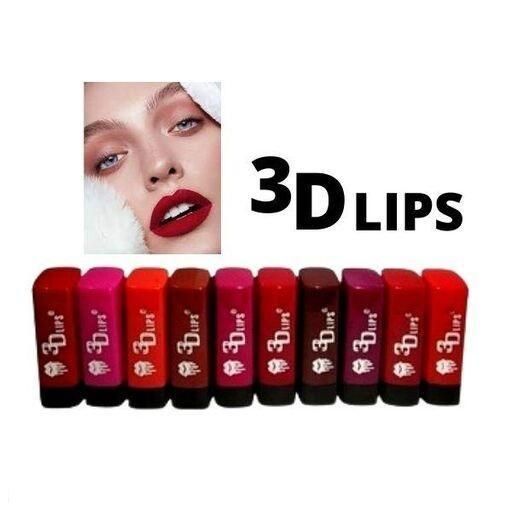 Set of 10 3D lips lipstick tubes by Drpshippr, colorful and stylish lip makeup products for beauty and personal care.