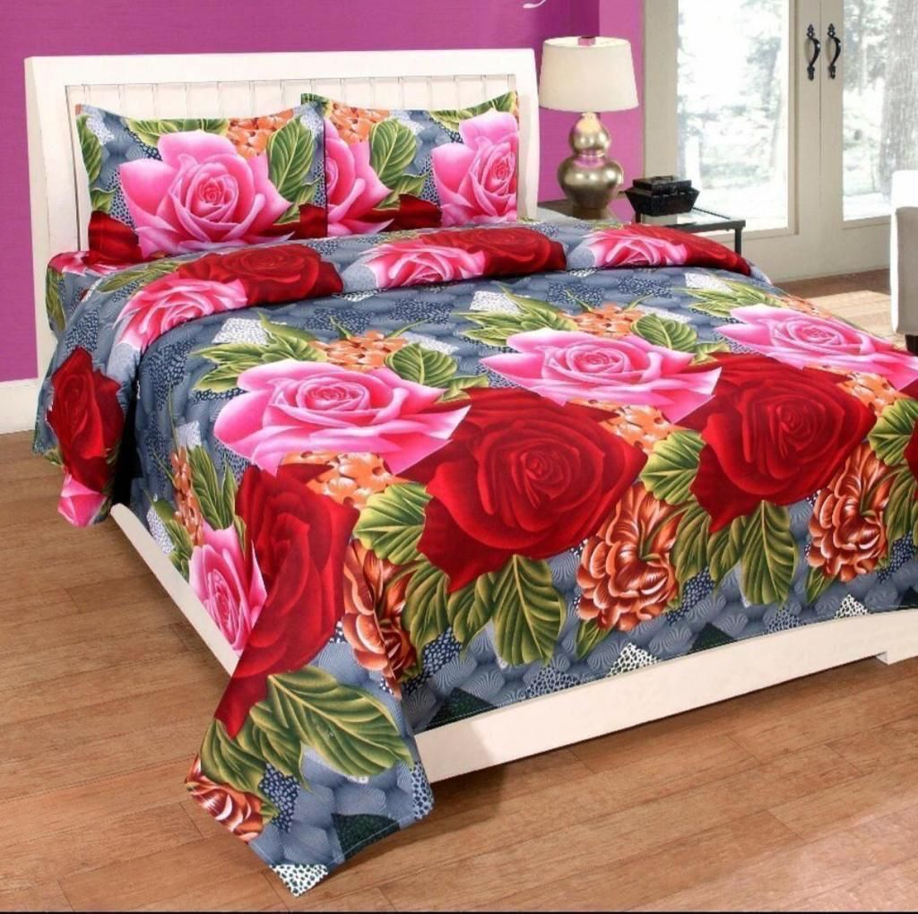 3D printed double bedsheet from Drpshippr featuring intricate geometric designs on soft fabric for a modern bedroom look.