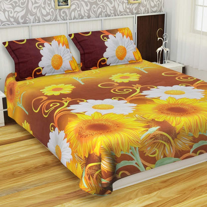 3D printed poly cotton double bedsheets with intricate design, soft fabric, and comfortable fit from Drpshippr.