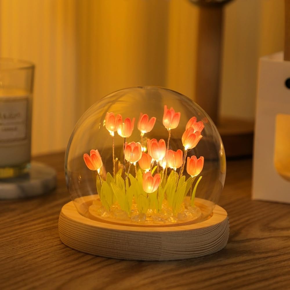 3D Table Colorful Galaxy Wooden Crystal Ball Night Lamp