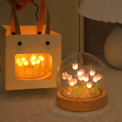 3D Table Colorful Galaxy Wooden Crystal Ball Night Lamp