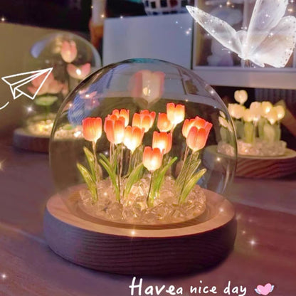 3D Table Colorful Galaxy Wooden Crystal Ball Night Lamp