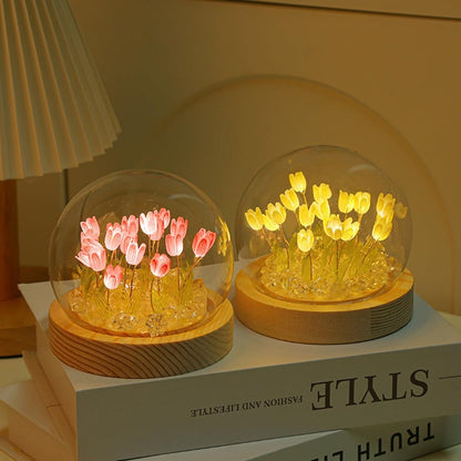 3D Table Colorful Galaxy Wooden Crystal Ball Night Lamp
