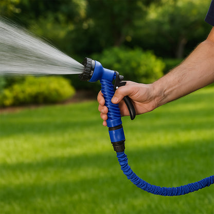 Wukusy 50 ft expandable garden hose pipe with spray nozzle, ideal for watering garden, washing car or bike.