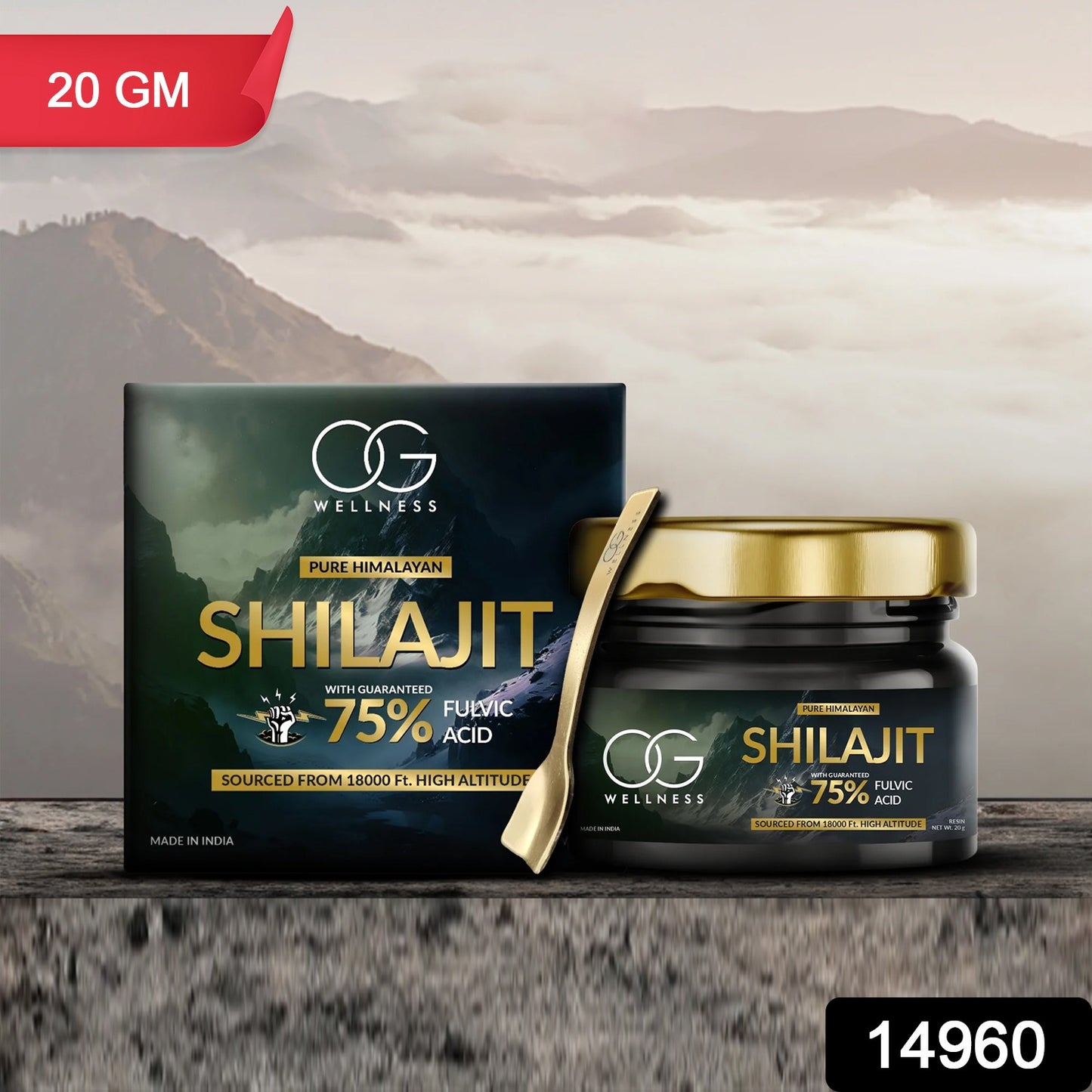 Og Wellness Pure Himalayan Shilajit Resin (20 Gm  1 Pc)