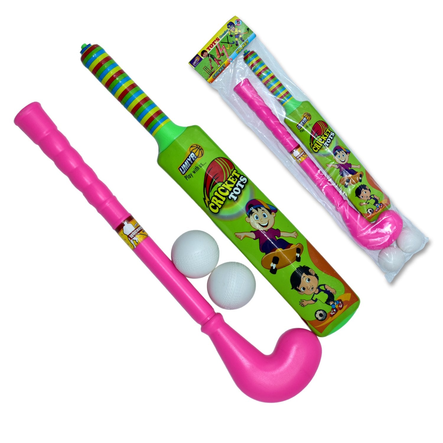 Wukusy lightweight plastic bat and ball hockey toy set for kids, suitable for indoor and outdoor play.