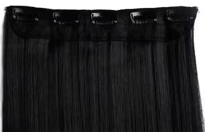 Natural Black Straight Hair Extensions – Synthetic 24 Inch 5 Clip Set
