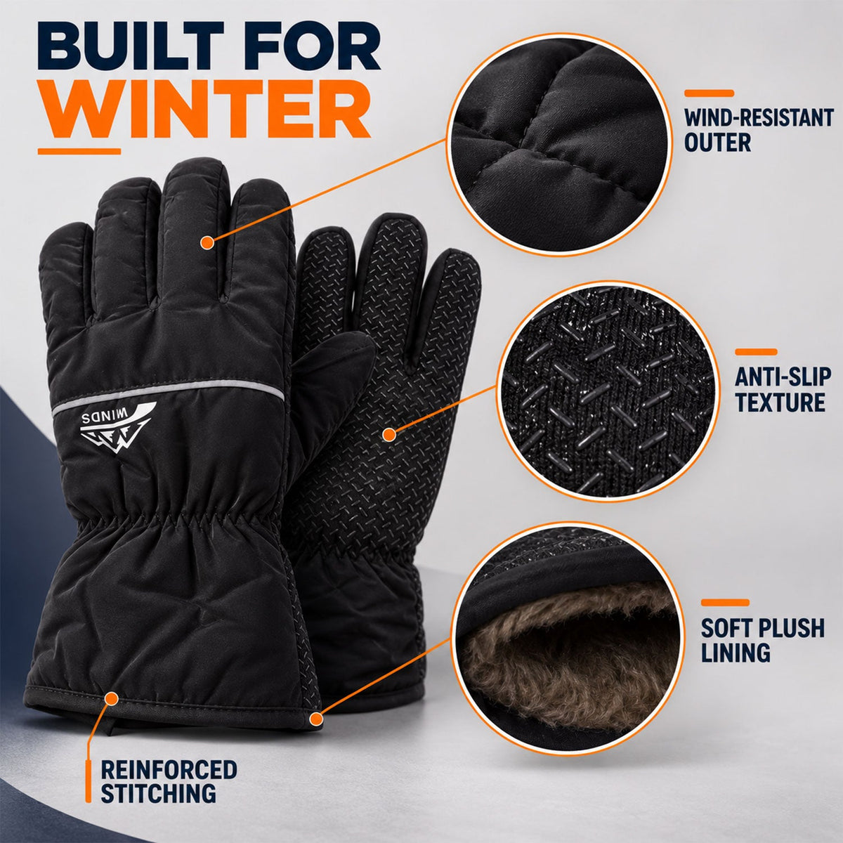 Wukusy multipurpose winter hand gloves with plush lining and textured grip in mixed colors, shown on a person's hands.
