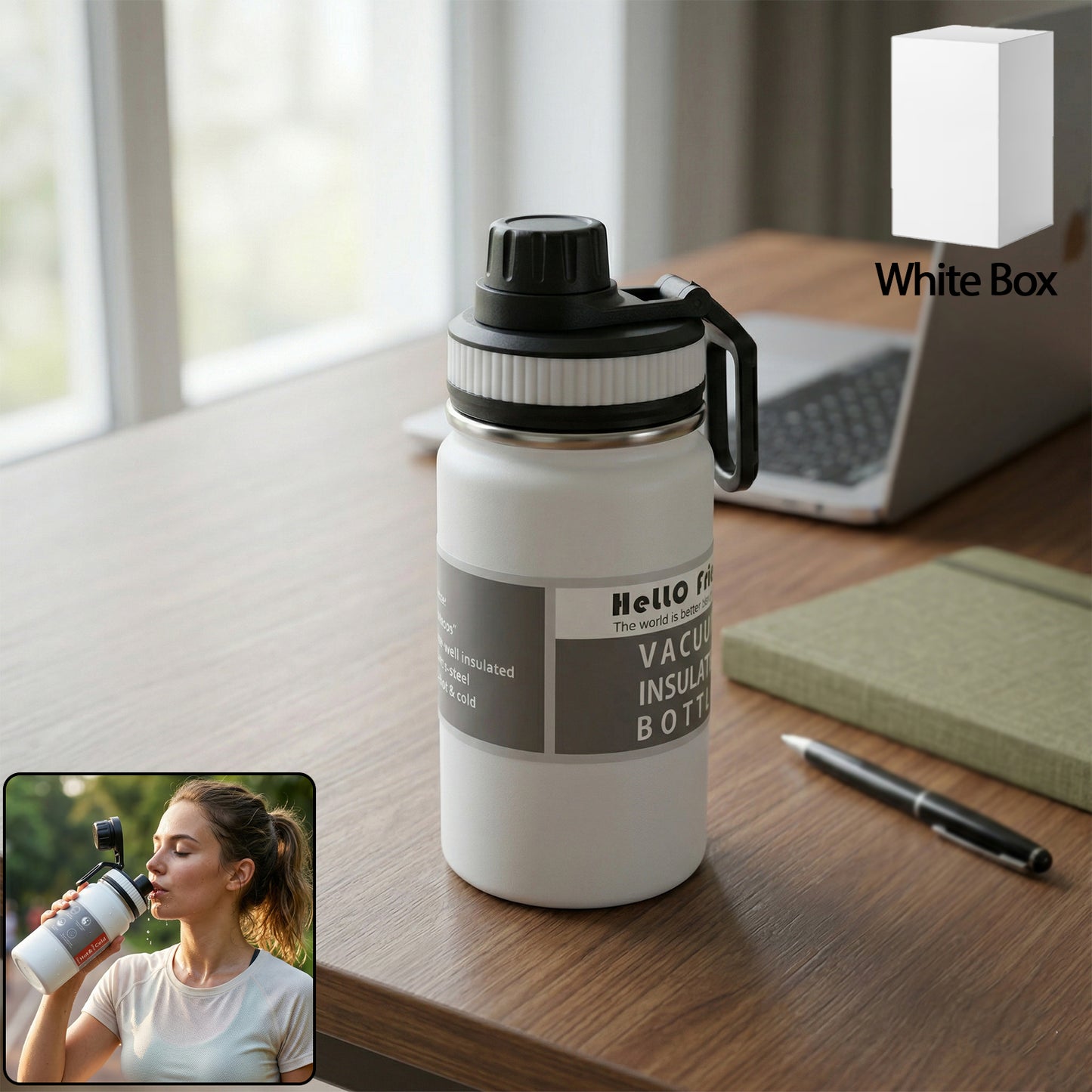 Compact Vacuum Insulated Water Bottle 400 Ml Approx