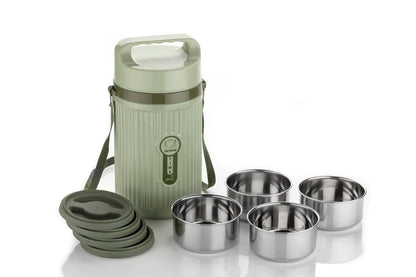 4 Insulated Tiffin Box Outer Plastic Inner Steel Comes with 4 Steel Container