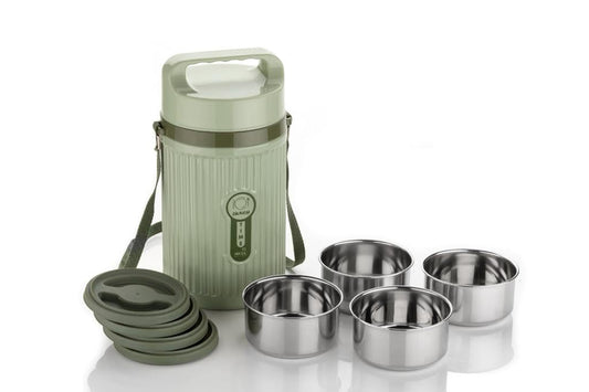 Drpshippr insulated tiffin box with plastic outer and steel inner containers, set of four for home and kitchen use