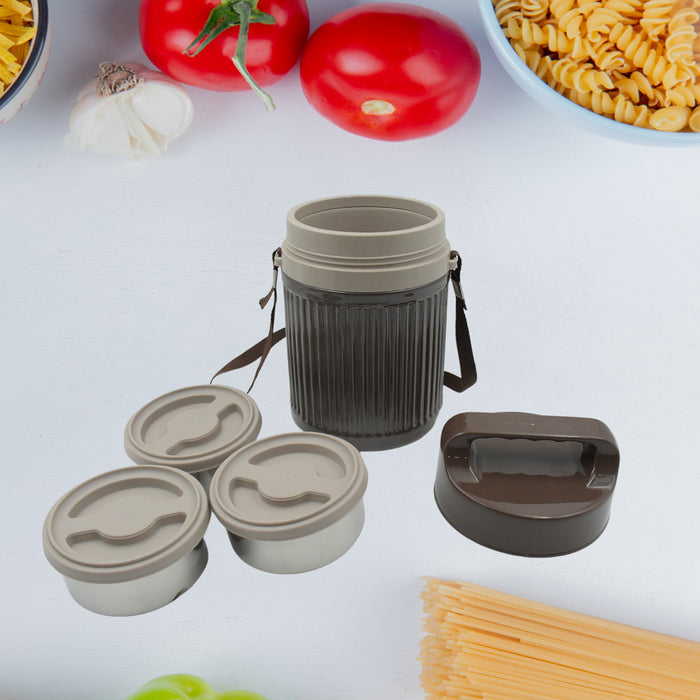 4 Insulated Tiffin Box Outer Plastic Inner Steel Comes with 4 Steel Container