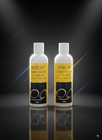 Two 100ml bottles of Drpshippr Boost Up Catalytic Converter Cleaner and Fuel Injector cleaner, shown in clear plastic packaging.