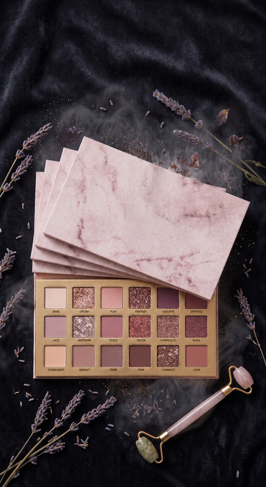 Eyeshadow palette by Drpshippr featuring a variety of colorful eyeshadow shades in a sleek compact.