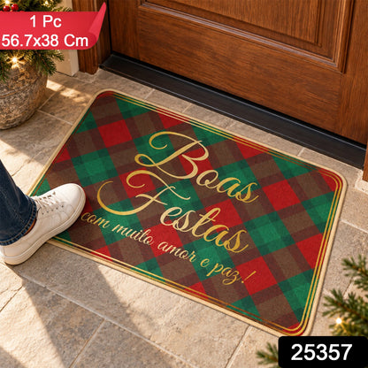 Wukusy decorative check print floor mat for indoor doorways, 56.7x38 cm, showcasing a festive checkered pattern on a comfortable floor mat.