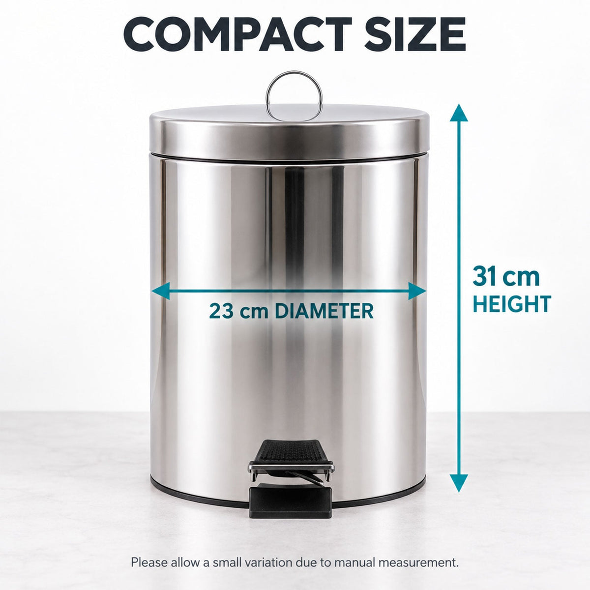 Stainless Steel Hands-free Pedal Dustbin With Inner Bucket (8 Litre)