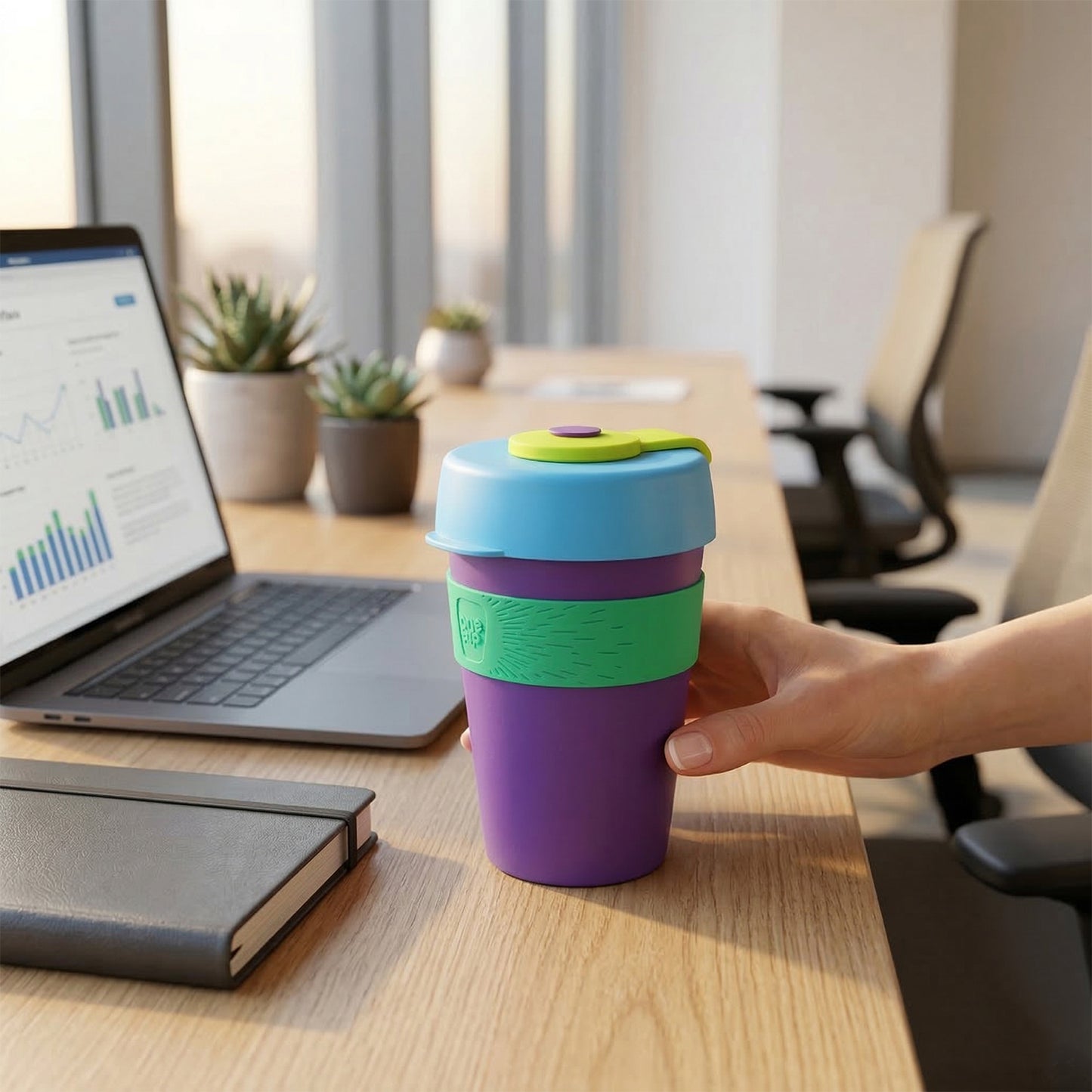 Reusable Colorful Travel Mug With Secure Silicone Lid (1 Pc 400 Ml)