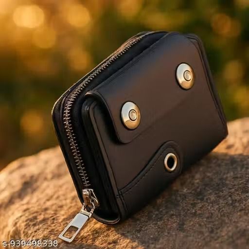 Drpshippr men's card holder wallet with multiple card slots, compact leather design, suitable for men and women.