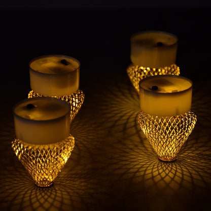 Set of 12 Wukusy flameless LED acrylic tea light candles for home decor, perfect for gifting, parties, and festive decorations.