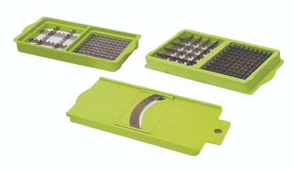 Wukusy 13-in-1 plastic vegetable grater, chopper, and slicer with multiple blades for versatile kitchen prep.