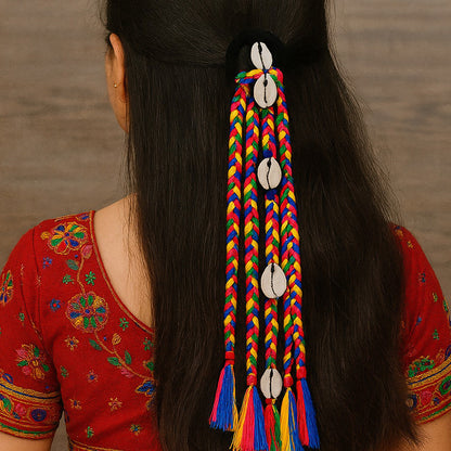 Colorful braided hair accessory with a stylish bow by Wukusy, perfect for adding vibrant detail to hairstyles.