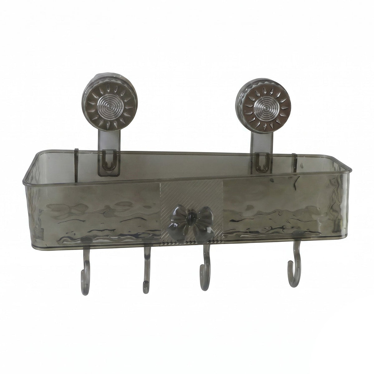 Wall Mounted Bathroom Storage Shelf With Suction Cups And Hanging Hooks (1 Set)