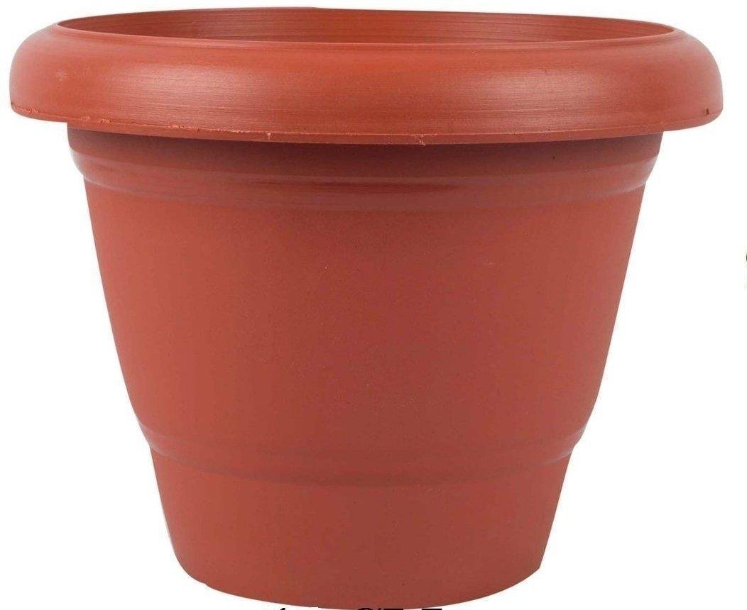Wukusy Garden Heavy Plastic Planter Pot in brown, single large planter for outdoor gardening, durable and weather-resistant.