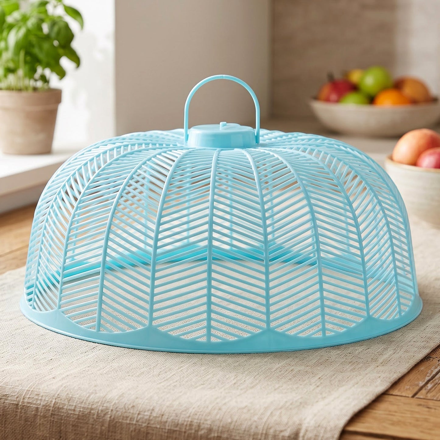 Plastic Mesh Food Cover Set With Carry Handles For Kitchen And Dining Use (4 Pc)
