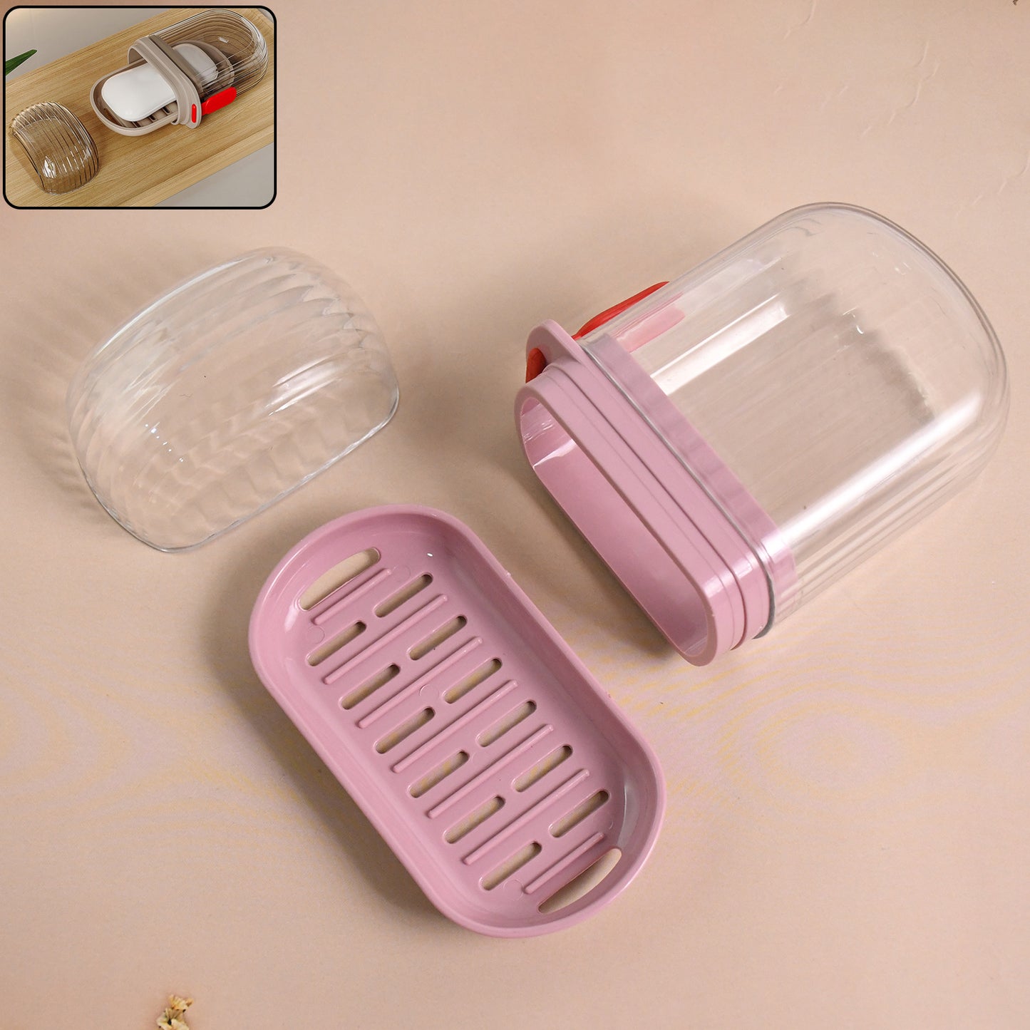 Wukusy multipurpose plastic soap dish with transparent dust-proof lid, suitable for kitchen or bathroom use.
