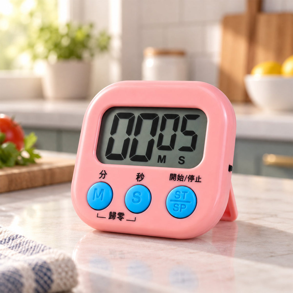 Digital Kitchen Timer With Lcd Display Magnetic Back And Foldable Stand (1 Pc)