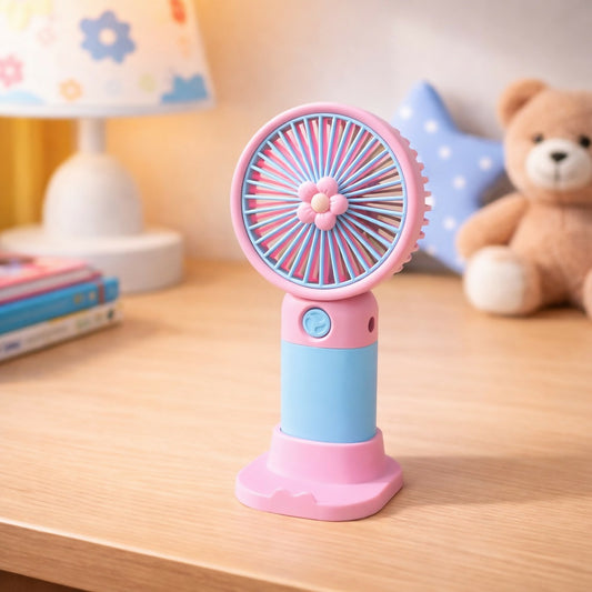 Wukusy mini portable desk fan with USB rechargeability, compact personal cooling fan for workspace or travel use