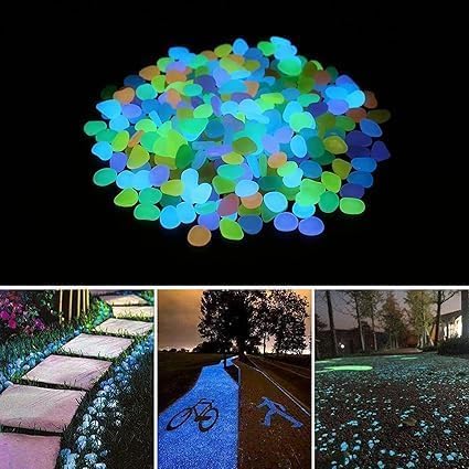 Glow in the Dark Rocks from Drpshippr, luminous pebbles for garden, aquarium, pond, pathway, lawn, and outdoor decoration.
